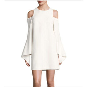 NWT Tibi Ivory Crepe Shoulder Cutout Shift‎ Dress Size 10 Fairy Coquette